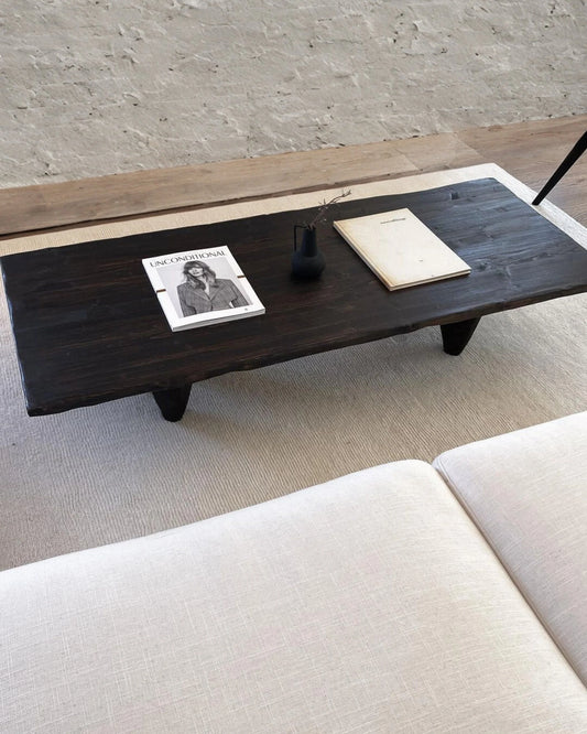 Rustic Low Wood Dark Brown Coffee Table • Living Room Handmade Furniture