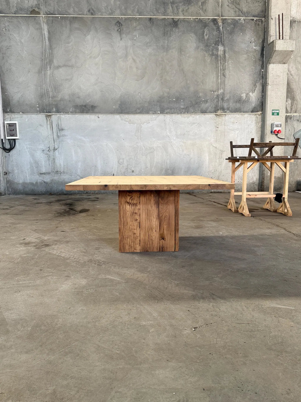 Reclaimed Oak Square Pedestal Dining Table • Handmade Farmhouse Dining Furniture