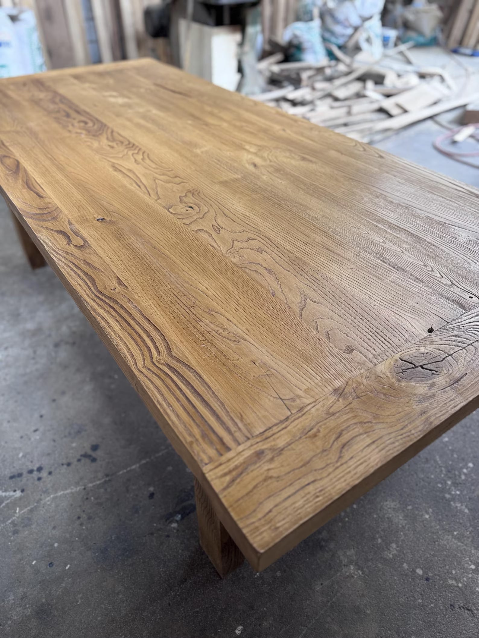 Reclaimed Oak Wood Dining Table • Handmade Farmhouse Dining Furniture