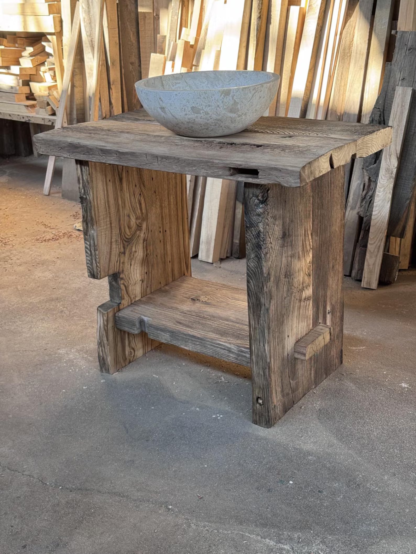 Reclaimed Wood Bathroom Vanity • Makeup Vanity