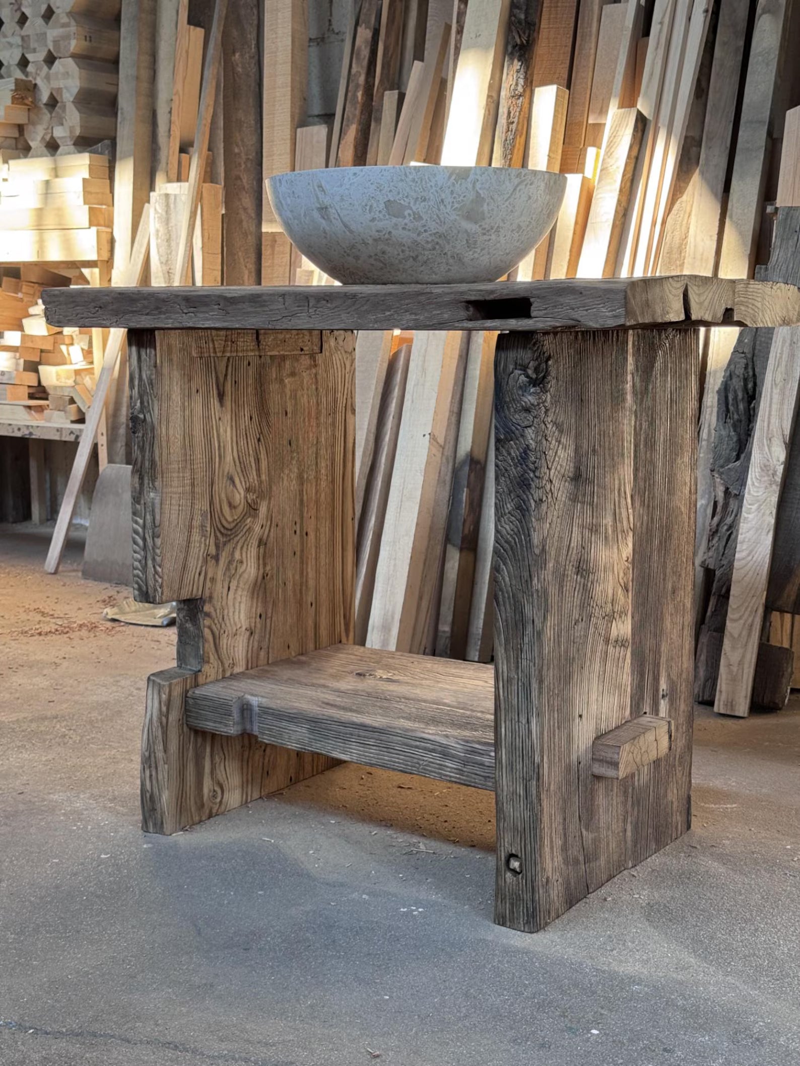Reclaimed Wood Bathroom Vanity • Makeup Vanity