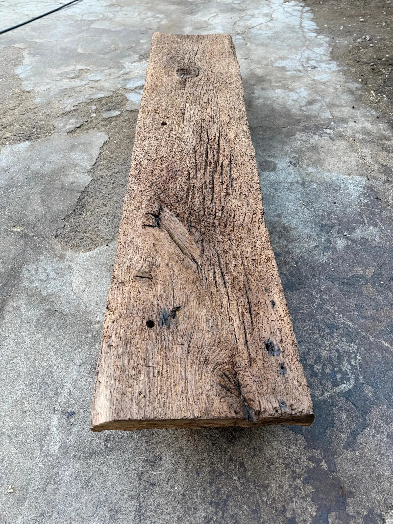 Reclaimed Oak Wood Bench • Handmade Low Shelf • Low Console Table