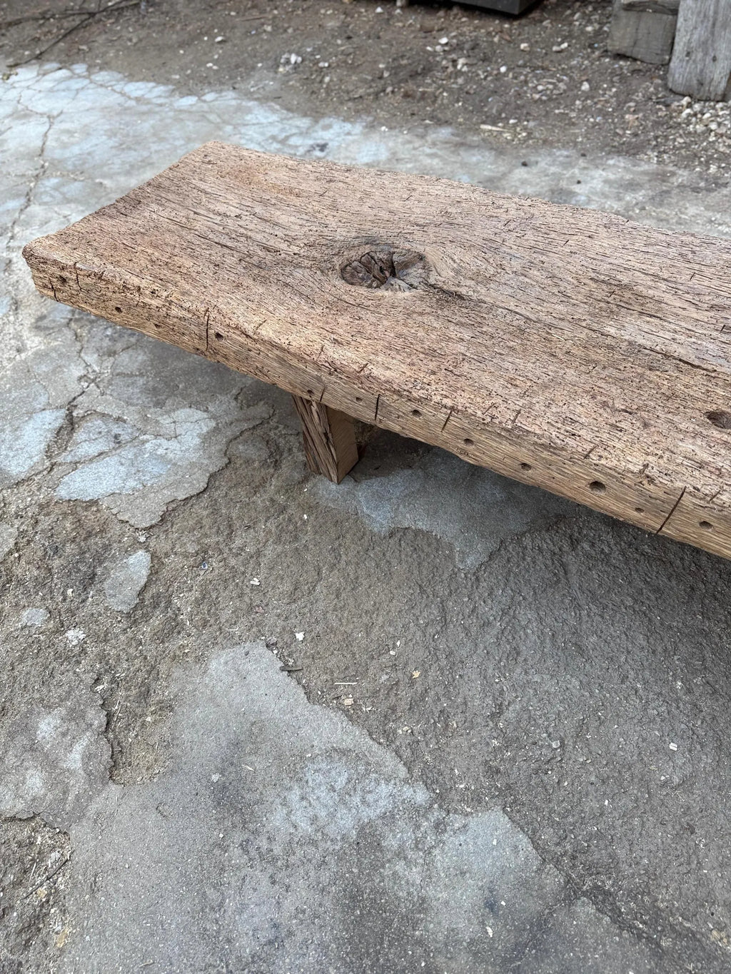 Reclaimed Oak Wood Bench • Handmade Low Shelf • Low Console Table