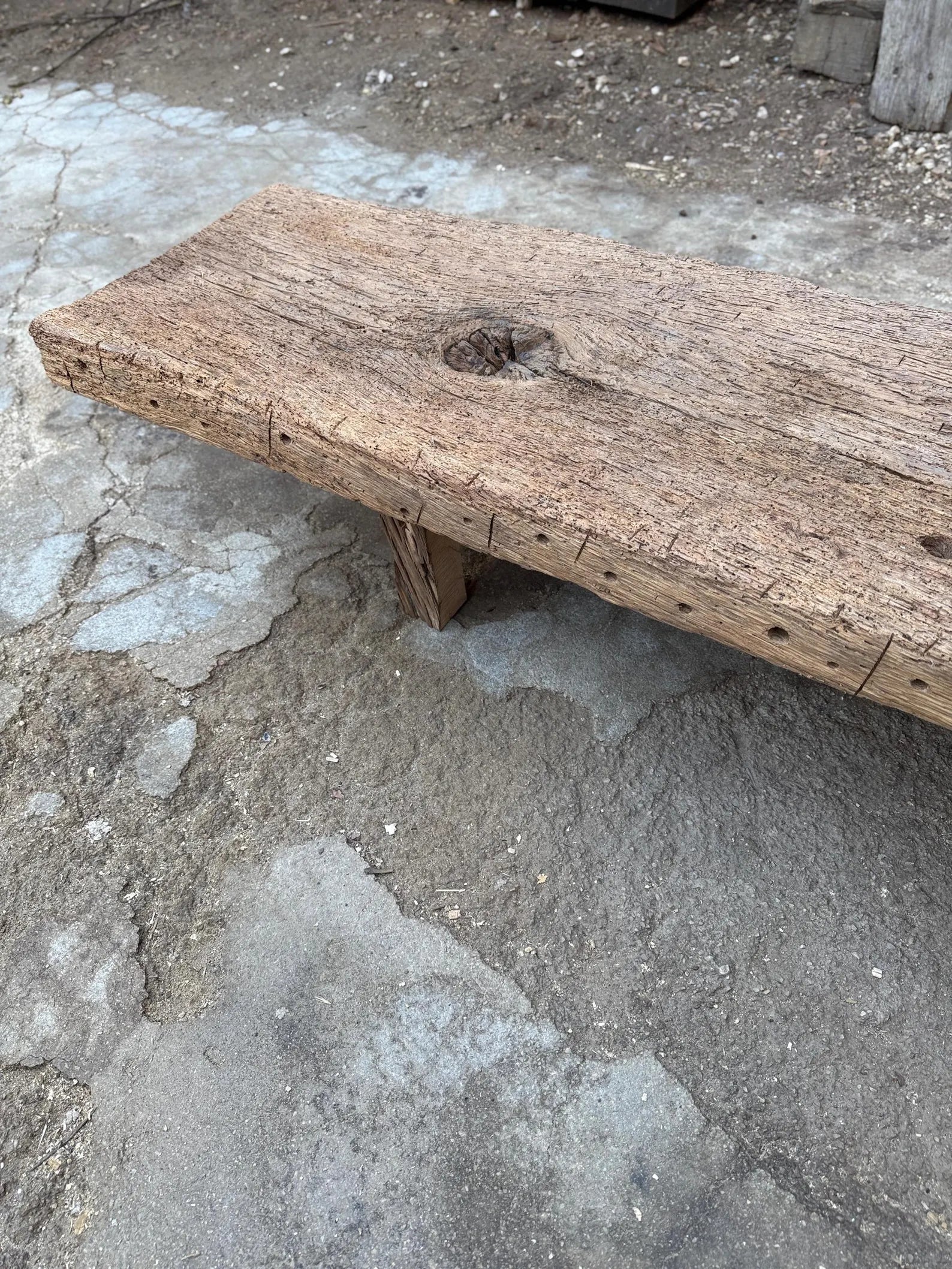 Reclaimed Oak Wood Bench • Handmade Low Shelf • Low Console Table