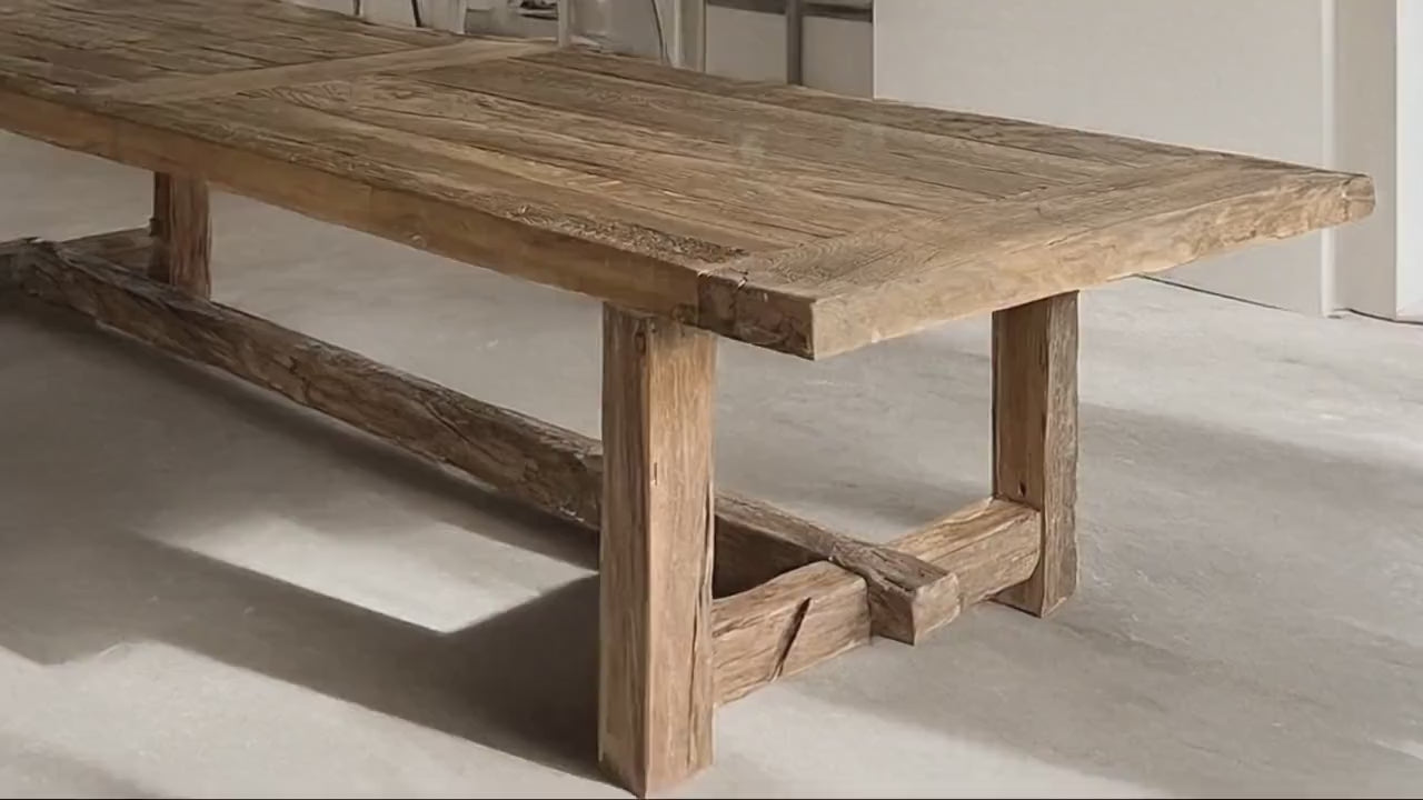 Handmade Reclaimed Oak Dining Table • Custom Rustic Farmhouse Centerpiece
