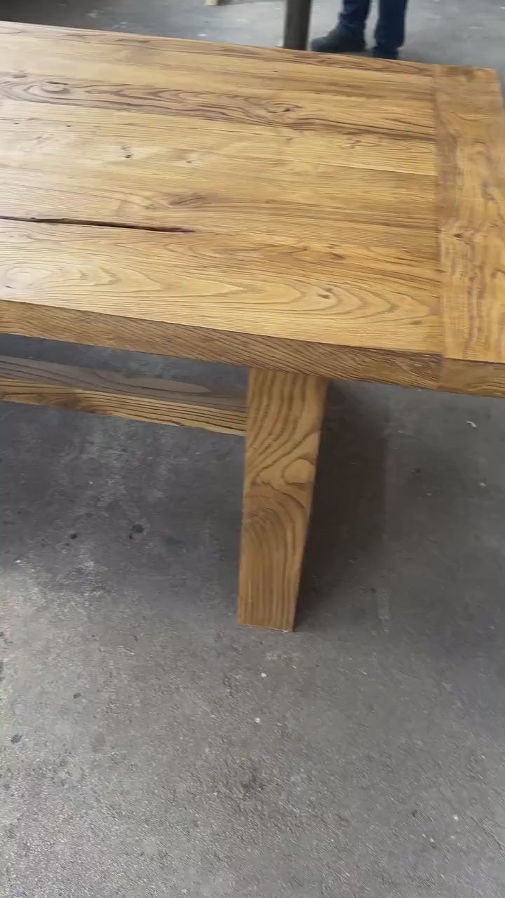 Reclaimed Oak Wood Dining Table • Handmade Farmhouse Dining Furniture