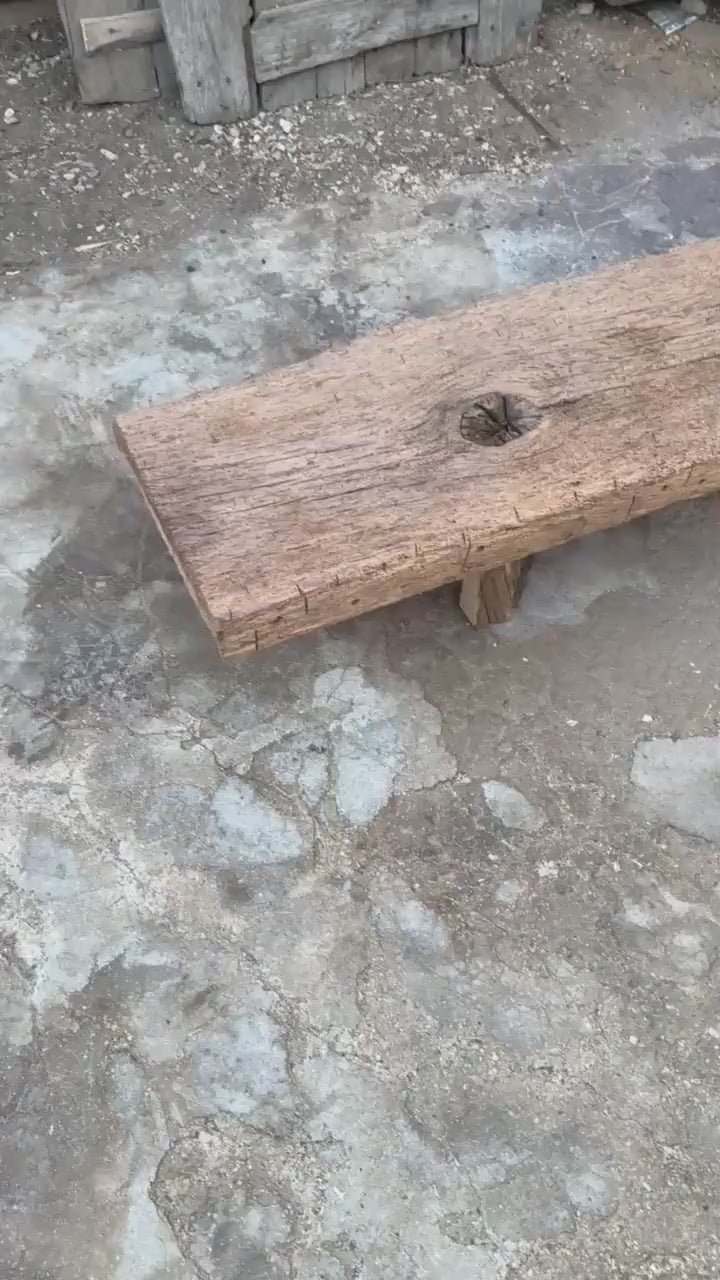 Reclaimed Oak Wood Bench • Handmade Low Shelf • Low Console Table