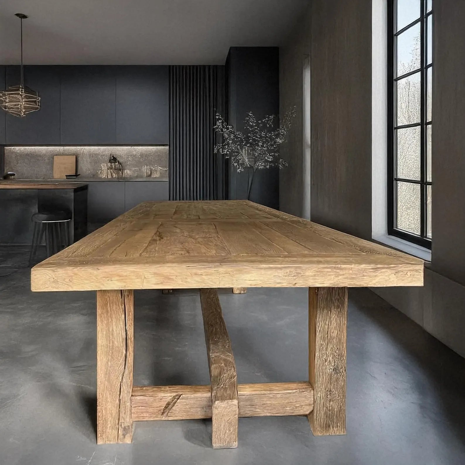 Handmade Reclaimed Oak Dining Table • Custom Rustic Farmhouse Centerpiece