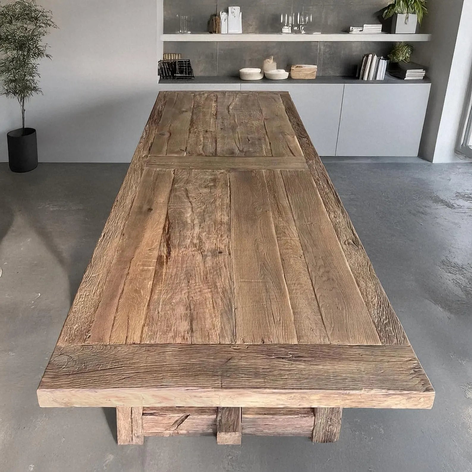Handmade Reclaimed Oak Dining Table • Custom Rustic Farmhouse Centerpiece