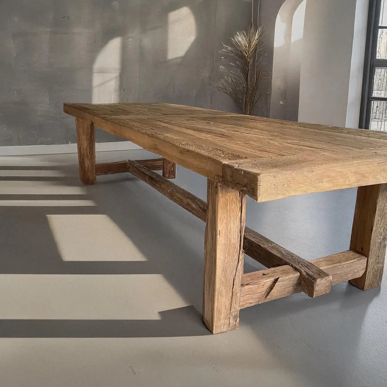 Handmade Reclaimed Oak Dining Table • Custom Rustic Farmhouse Centerpiece